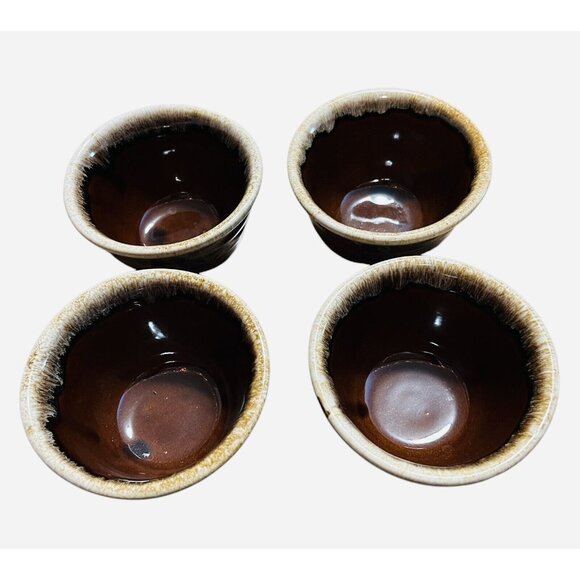 Western Monmouth Maple Leaf USA Brown Drip Glazed 5” Stoneware Bowl Set Of 4 - Picture 4 of 4